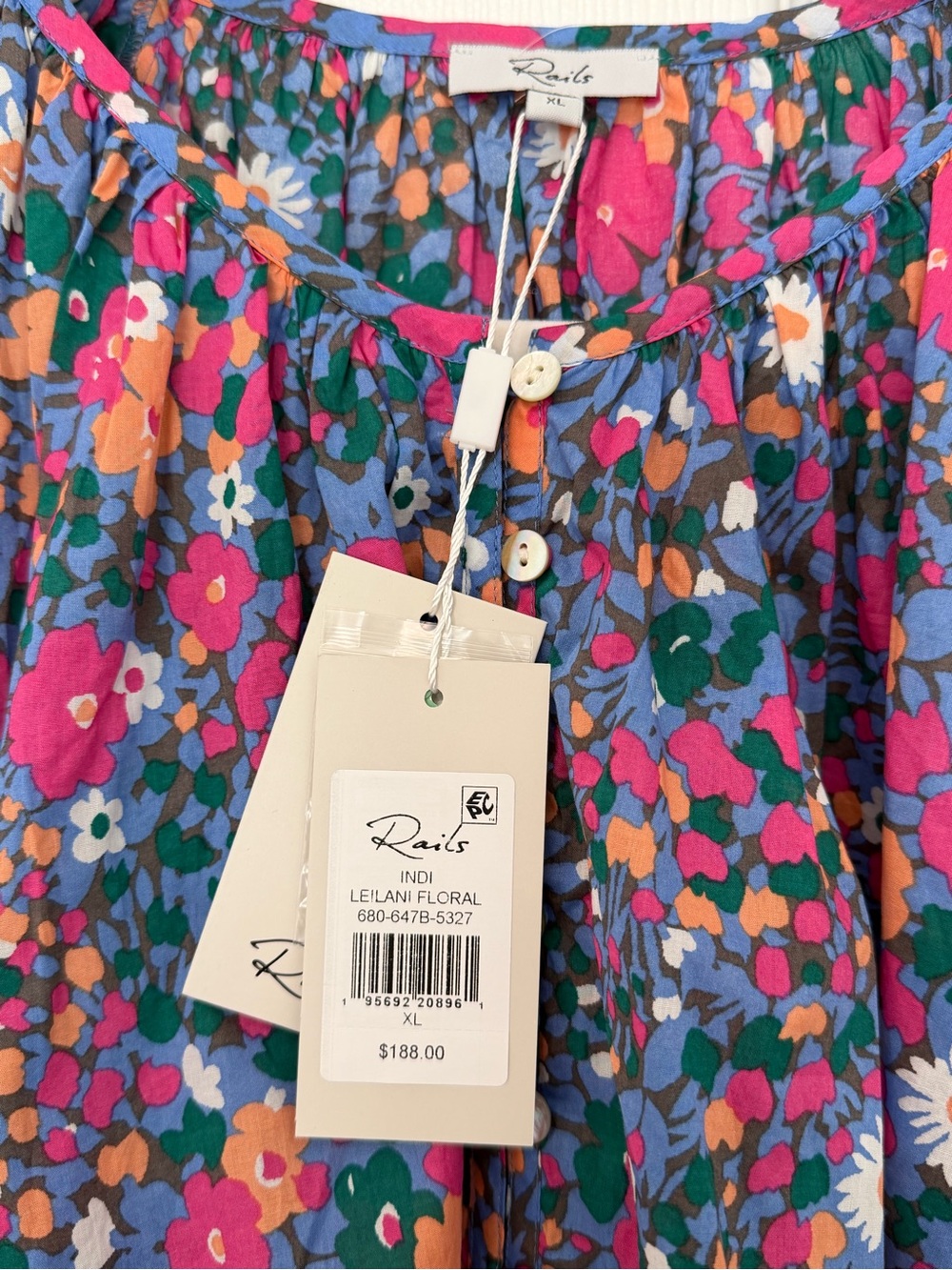 Rails Indi Leilani Floral Top XL NWT Cotton Blouse - Picture 7 of 14